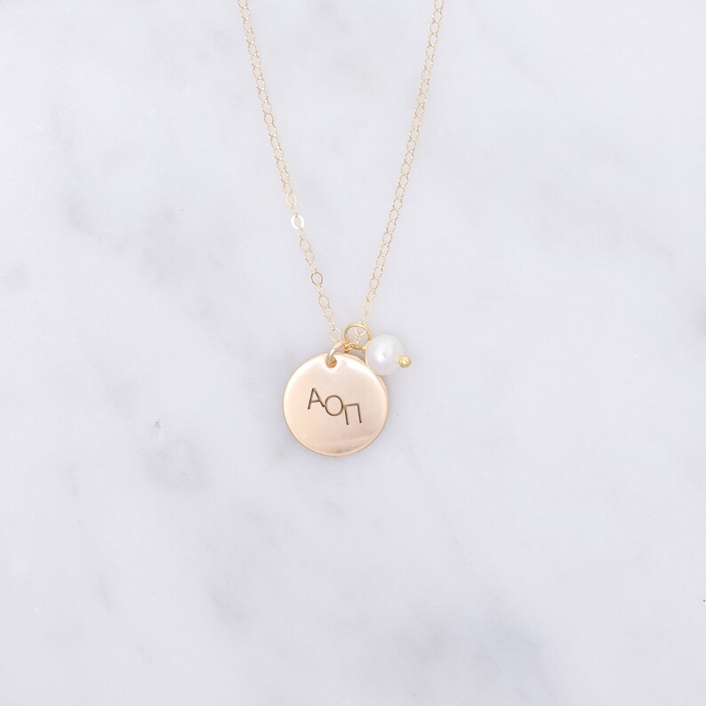Pearl Alpha Omicron Pi Necklace AOII Pearl Sorority Necklace Etsy