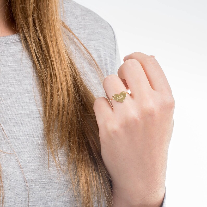 Alpha Delta Pi Heart Ring Adpi Wire Ring A D Pi Sorority Etsy