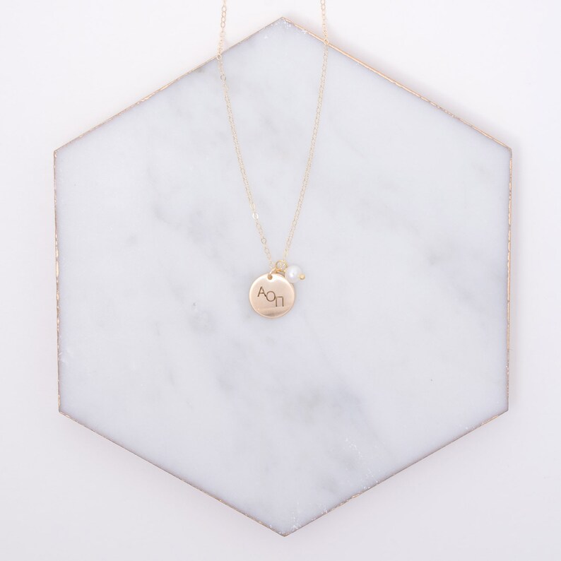 Pearl Alpha Omicron Pi Necklace AOII Pearl Sorority Necklace Etsy