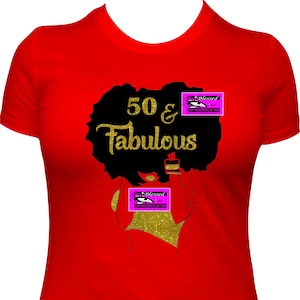 50 and Fabulous Birthday Shirt,  Birthday Shirt Women, Glitter Bling Tshirt 50th Birthday Shirt