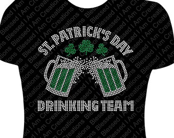 Camiseta del equipo de bebidas con diamantes de imitación del Día de San Patricio