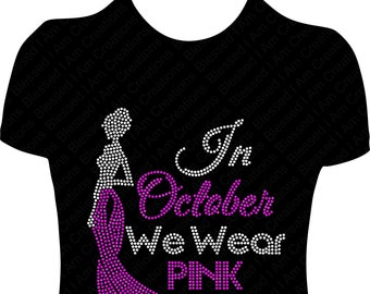 Pink Rhinestone Breast Cancer Awareness Shirt