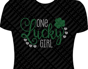Camisa con diamantes de imitación del Día de San Patricio de One Lucky Girl