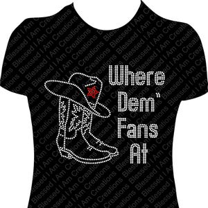 Where Dem Fans At Rhinestone Shirt: Western Bling Tee