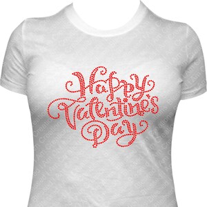 Happy Valentine&#39;s Day Rhinestud Shirt, Valentine&#39;s Shirt, Valentine&#39;s T shirt
