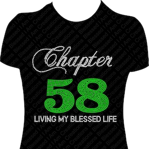 58th Birthday Rhinestone Shirt: Chapter 58 Living My Blessed Life