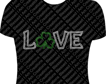 Camisa de San Patricio con diamantes de imitación: Amor y brillo de trébol