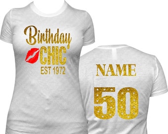 Birthday Chic Bling Shirt, Custom EST Bling Birthday Shirt, Birthday Shirt Women