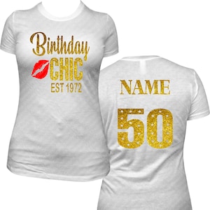 Birthday Chic Bling Shirt, Custom EST Bling Birthday Shirt, Birthday Shirt Women