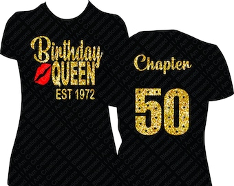 Birthday Queen EST Custom Bling Shirt, Birthday Shirt Women, Queen Birthday Shirt