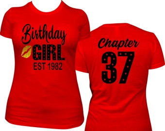 Birthday Girl Birthday Shirt Ladies Bling Glitter Shirt Birthday Tee Bday T shirt Custom year and date