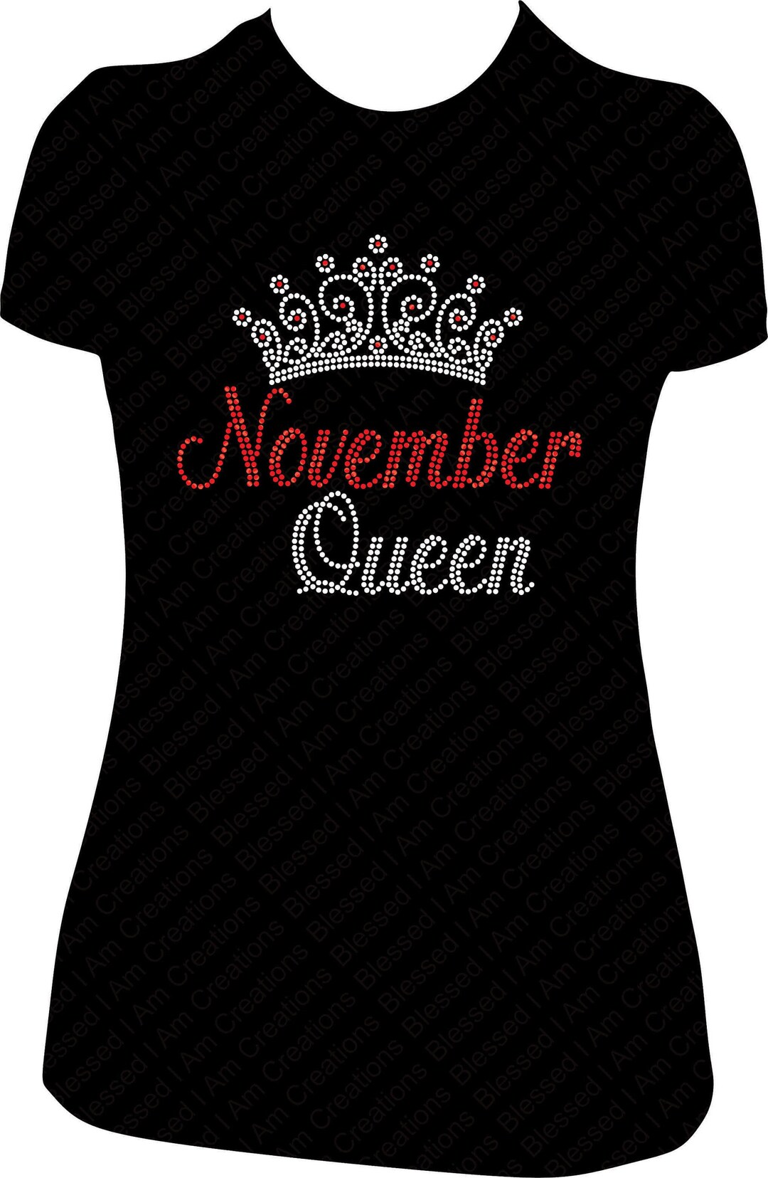 November Queen Rhinestone Birthday Shirt: Women's Cotton Tee - Etsy