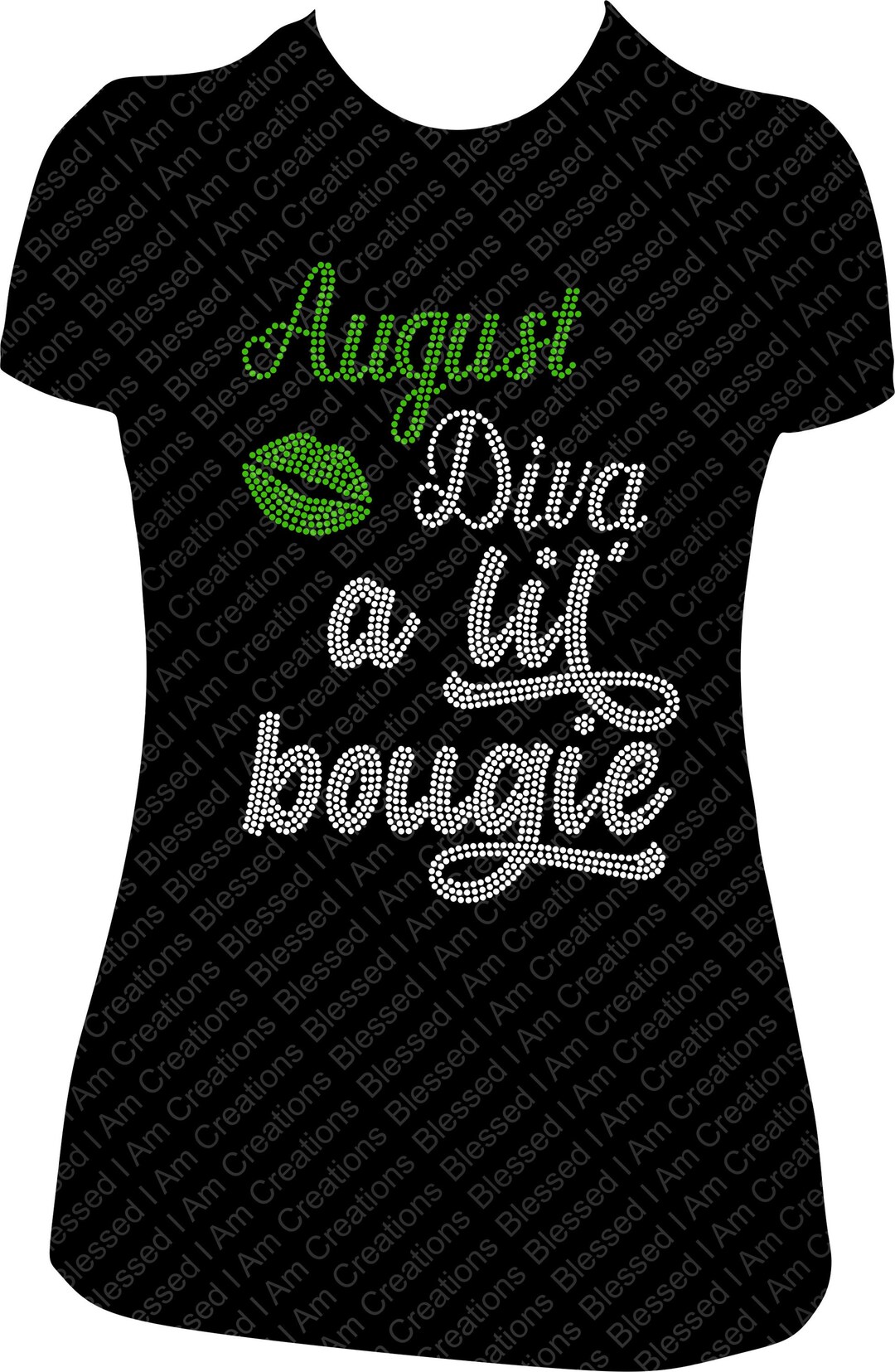 August Diva Rhinestone Birthday Shirt: a Lil' Bougie Bling Birthday ...
