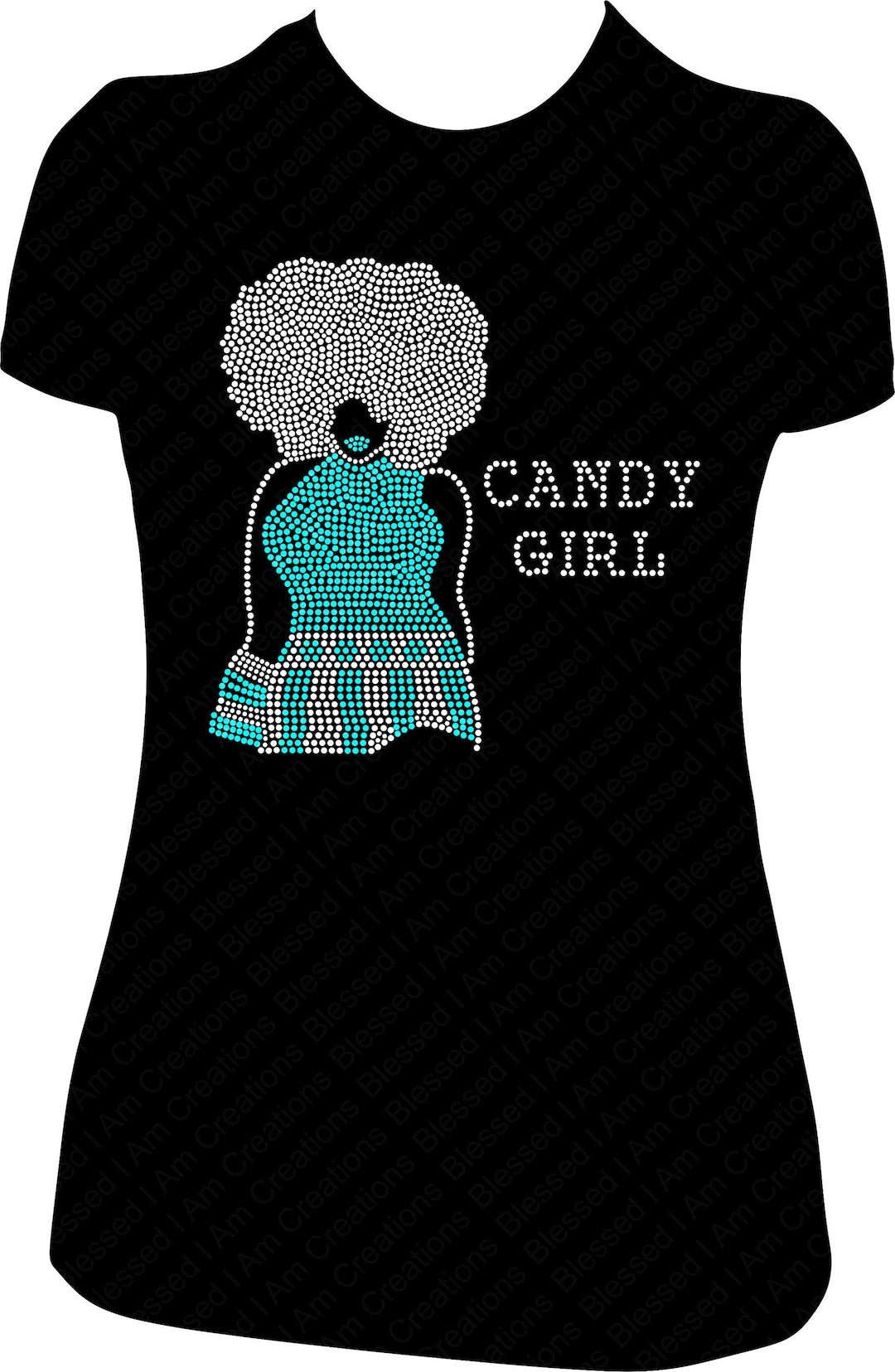 Candy Girl Afro Girl Rhinestone Shirt, Candy Girl Bling Shirt, Candy