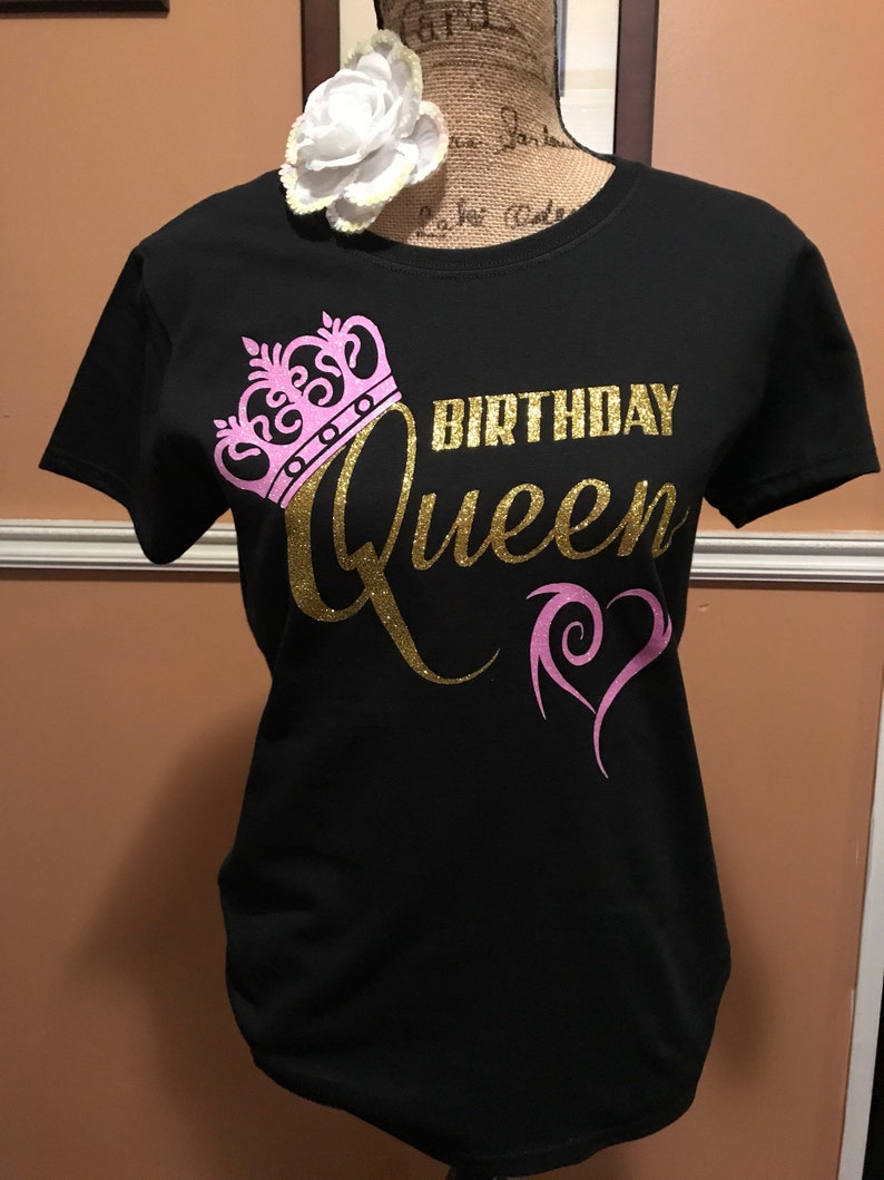 Birthday Queen T-shirt Bling Shirt Gold and Pink Birthday - Etsy
