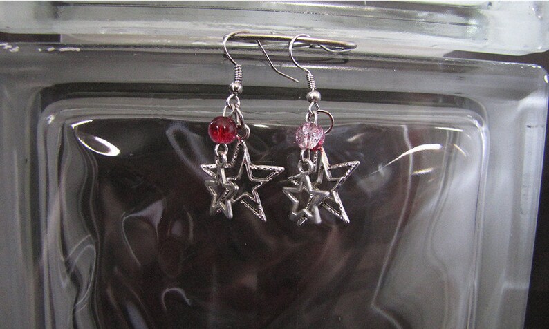 Red Beaded Star Cluster Earring Set Item Number 5420