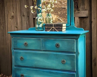 Navy Blue Dresser Mid Century Dresser Vintage Dresser Etsy