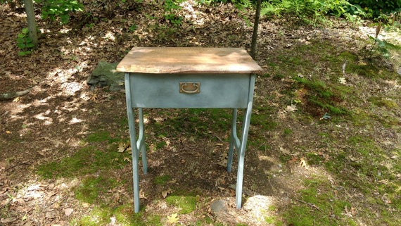 Rustic Gray Side Table Gray Sewing Table Gray Nightstand Etsy