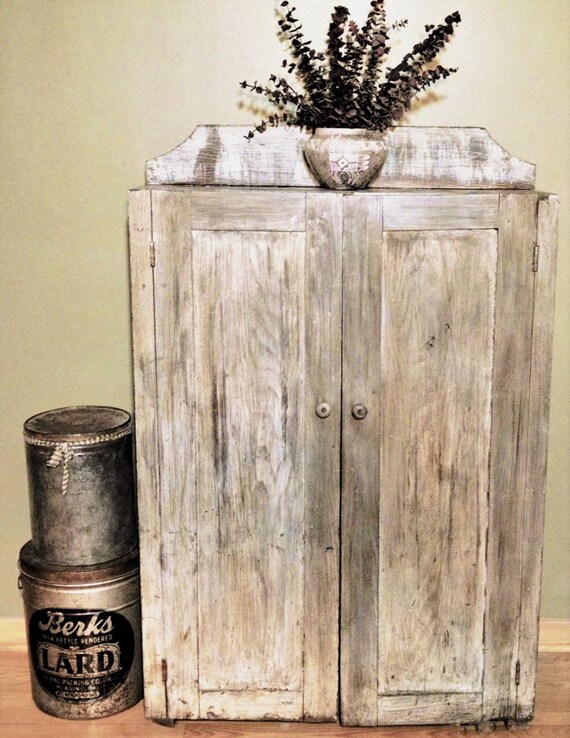 Gray Jelly Cupboard Primitive Pantry Cupboard 2 Door Etsy