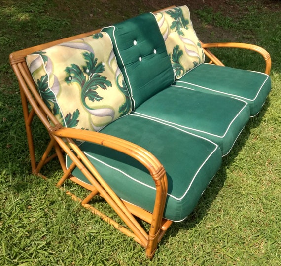 Heywood Wakefield Rattan Sofa Vintage Rattan Sofa Mid Etsy