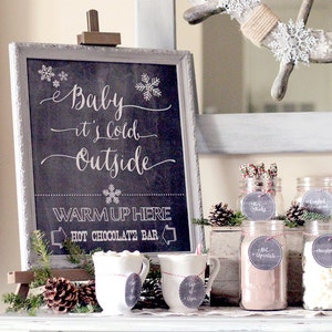 Baby it's Cold Outside Hot Chocolate Bar Printable Kit, Christmas Printable, Christmas Digital Design, Winter Print, Hot Chocolate Bar Kit image 1