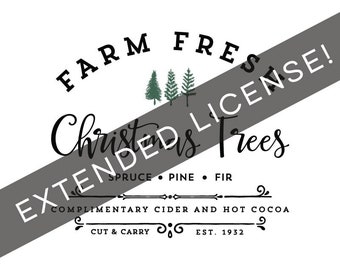 Extended License to sell 100 physical products using our Farm Fresh Christmas Trees OR Farm Fresh Pumpkins Design