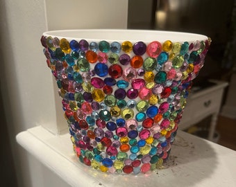 Customizable Rhinestone Flower Pot