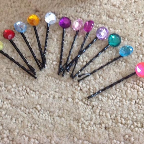 Customizable Rhinestone Bobby Pins, Set of 12