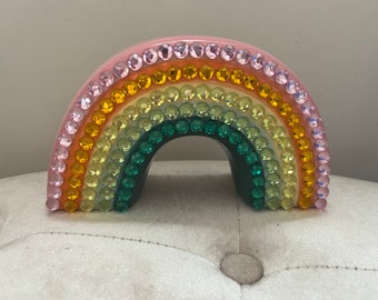 Rhinestone Rainbow Ceramic Tabletop Accent