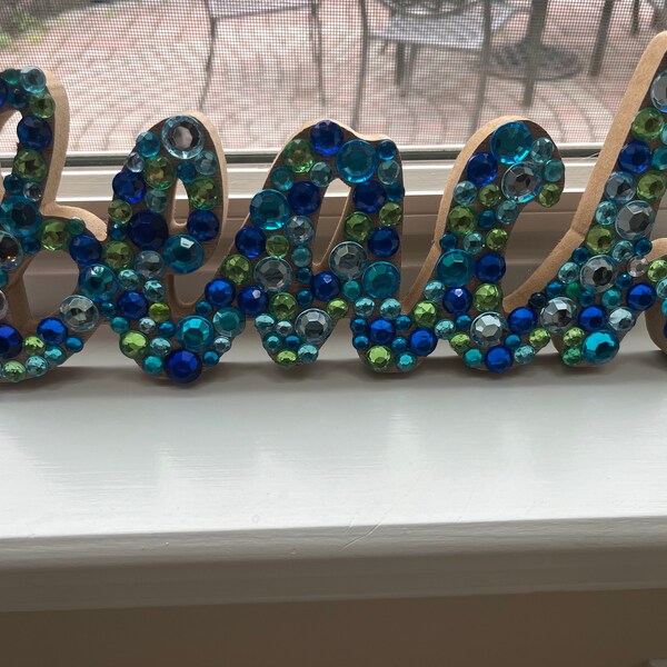 Rhinestone Wooden Beach Sign