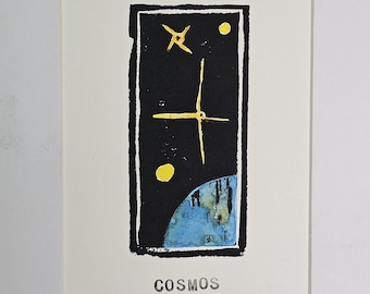 The Cosmos, No. 747 ... linoleum cut with watercolors