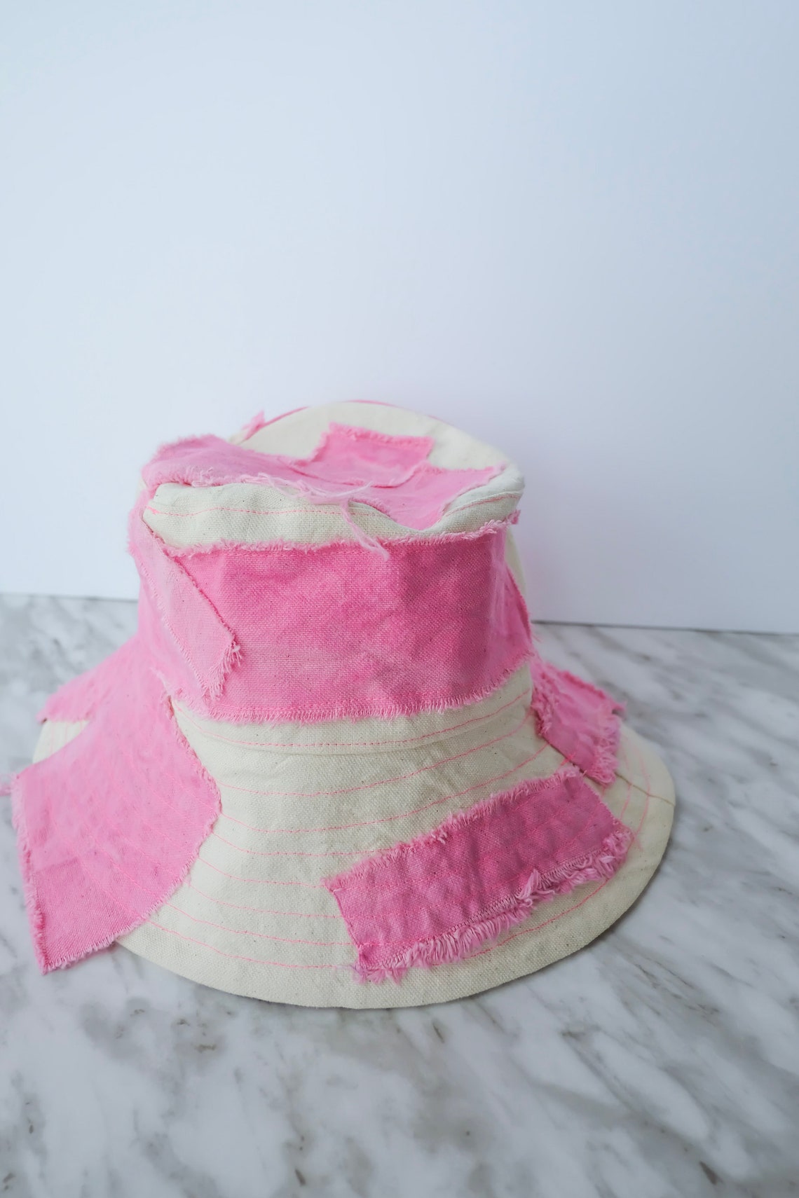 Light Hot Pink Patch Bucket Hat I Handmade Bucket Hat Etsy