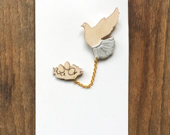 Dove with Nest Double Brooch