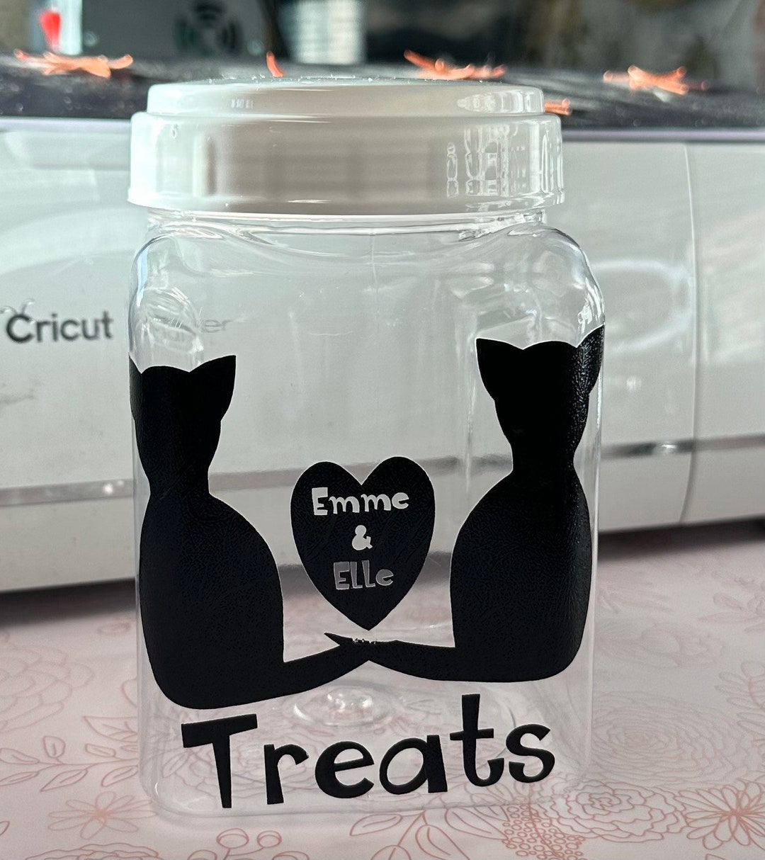 Pet Treats Jar 38 Fl Oz. BPA Free Plastic. Clear With White Etsy