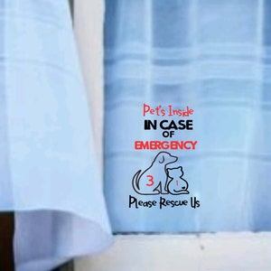 Pet Emergency Decal - In case of Emergency Deal- Pet rescue decal