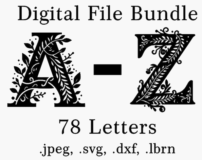 78 Letters Vine Fern Alphabet Laser Cut File: Floral Letters SVG DXF (digital ...