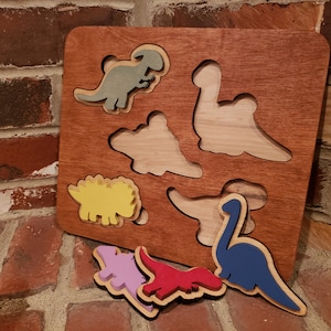 Dinosaurier Puzzle Digitale Datei - Laser Schnitt SVG DXF - CNC Glowforge Bereit - Holzspielzeug Vorlage - Montessori Puzzle Vektor - Sofort Download