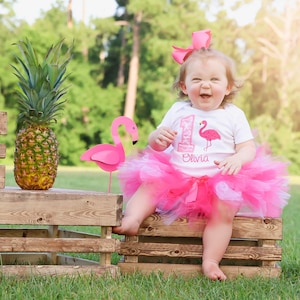 Flamingo 1st Birthday Tutu Outfit, Tropical Birthday, Hawaiian Birthday, Luau Birthday Outfit