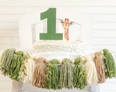 Wild One Jungle Safari Birthday High Chair Yarn Tassel Banner, High Chair Banner, Cake Smash Backdrop Banner, First Birthday, Cake Topper
