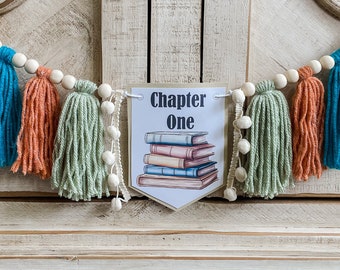 One for the Books Storybook 1 Birthday High Chair Yarn Tassel Banner, High Chair Banner, Cake Smash Backdrop Banner, First Birthday,