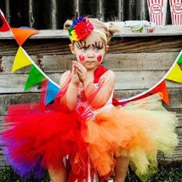 Clown Halloween Costume Tutu Dress, Rainbow Clown Halloween Tutu Dress, Rainbow Clown Birthday Tutu Dress