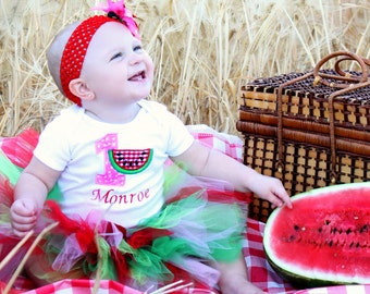 Watermelon 1st Birthday Tutu Outfit, Picnic 1st Birthday Outfit