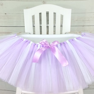 Lavender and White 1st Birthday High Chair Tulle Tutu, High Chair Banner, Birthday Decorations, Princess Party