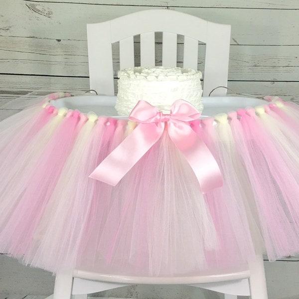 Pink 1st Birthday High Chair Tulle Tutu, Can Do Custom Colors, Cake Smash, 1st Birthday Party