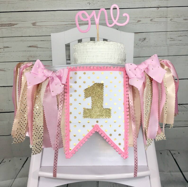 Star High Chair Banner Fabric Tutu Pink Fabric Banner High Chair Tutu Pink