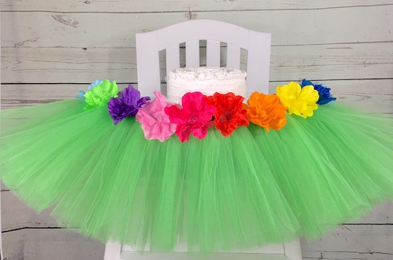 Luau High Chair Tulle Tutu Luau Cake Smash, Hawaiian 1st