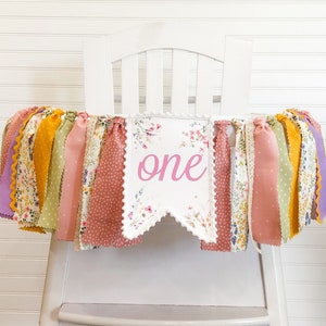 Boho Wildflower High Chair  Banner, Picnic 1st Birthday HighChair Banner, 1st Birthday Decor, Cake Smash, Farm, Barnyard, Summer,