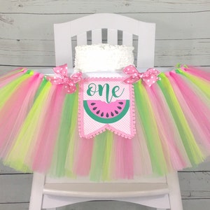 Watermelon Birthday High Chair Tulle Tutu, Can Do Custom Themes, High Chair Banner, 1st Birthday Cake Smash