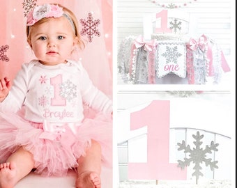 Winter ONEderland Snowflake 1st Birthday Tutu Outfit, Cake Smash Outfit, Wall Banner Garland, High Chair Tutu, HighChair Banner