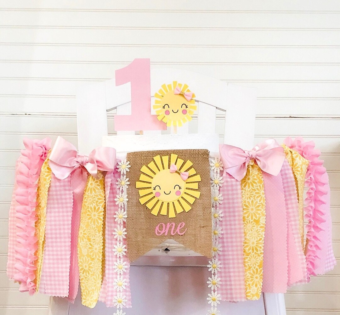 First Trip Around the Sun Daisy Sunshine 1st Birthday High Chair Banner ...